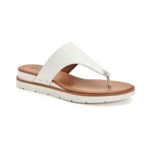 Emma Womens Faux Leather Thong Flat Sandals